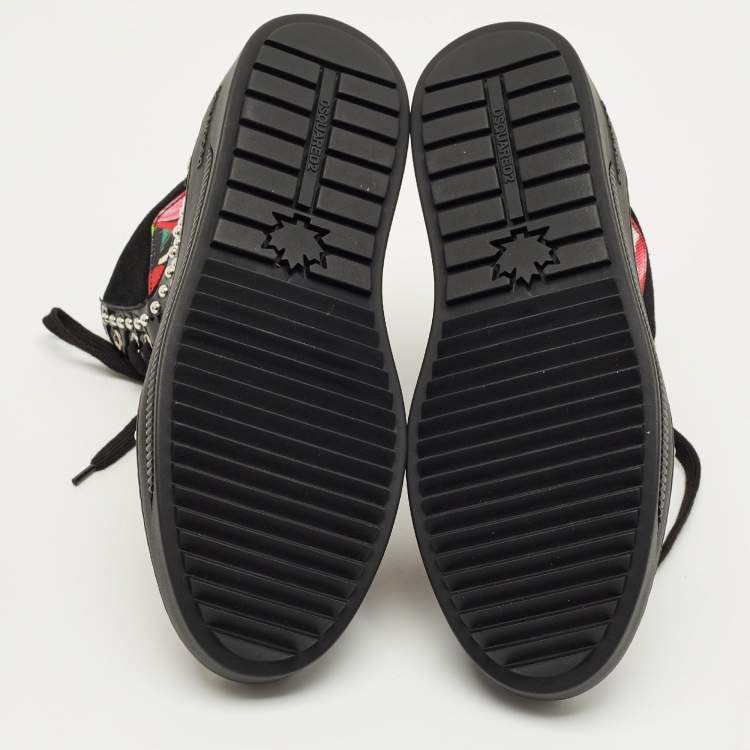 Pre Owned Dsquared2 Multicolor Floral Print Canvas and Patent Leather High Top Sneakers Size 38