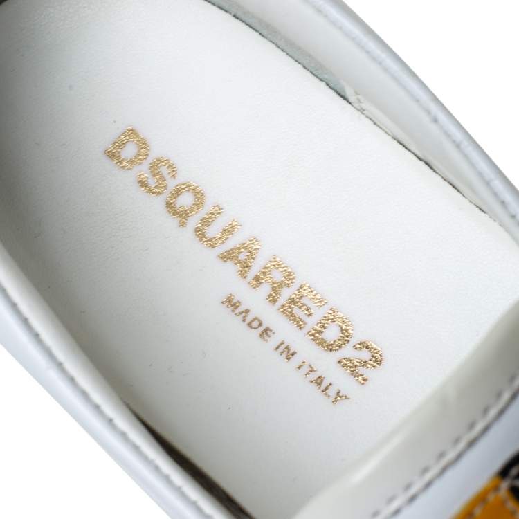 Pre Owned Dsquared2  White Leather Logo Low Top Sneakers Size 39