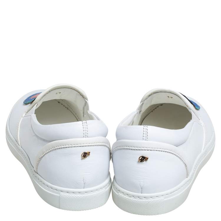 Pre Owned Dsquared2  White Leather Logo Low Top Sneakers Size 39