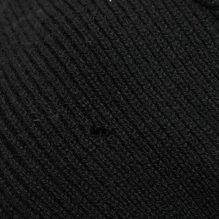 Pre Owned Dsquared2 Black Icon Embroidered Wool Rib Knit Beanie