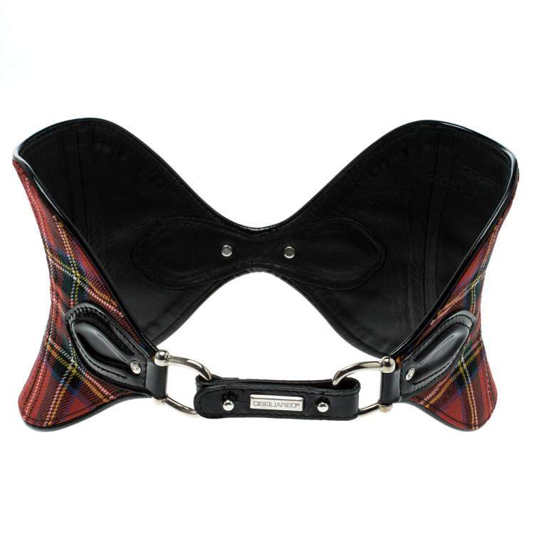 Pre Owned Dsquared2 Red Chequered Wool Corset Belt
