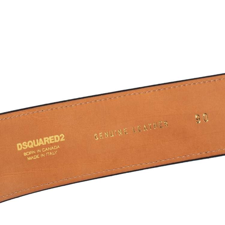 Pre Owned Dsquared2 Black Satin Wire Buckle Belt 90CM