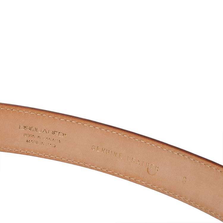 Pre Owned Dsquared2 Pink Leather Plaque Buckle Belt 85CM