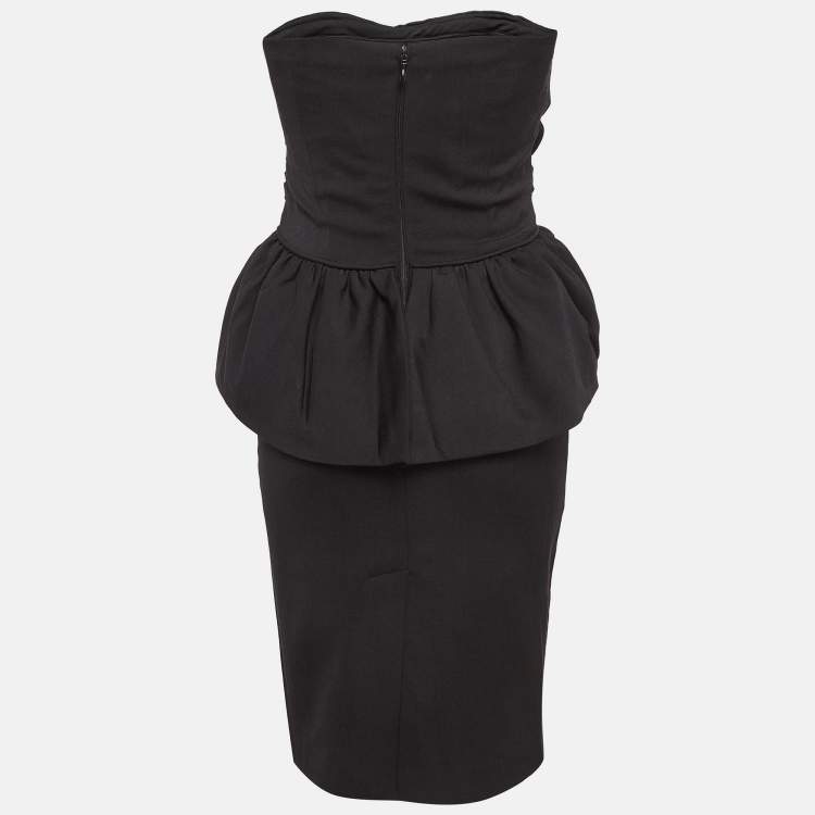 Pre Owned Dsquared2 Black Wool Blend Strapless Mini Dress M