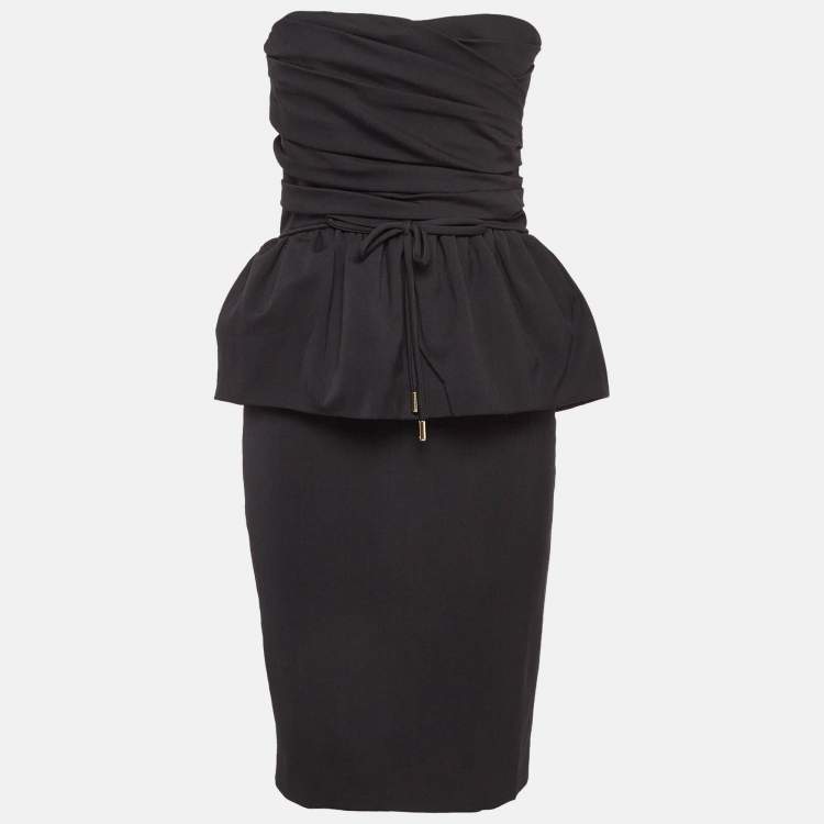Pre Owned Dsquared2 Black Wool Blend Strapless Mini Dress M