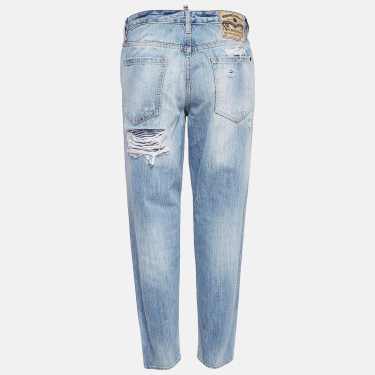 Pre Owned Dsquared2 Blue Distressed Denim Jeans M Waist 33"