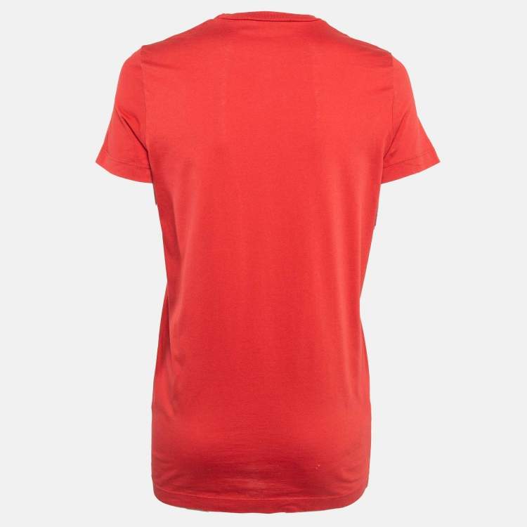 Pre Owned Dsquared2 Red logo Print Jersey Short Sleeve T-Shirt M