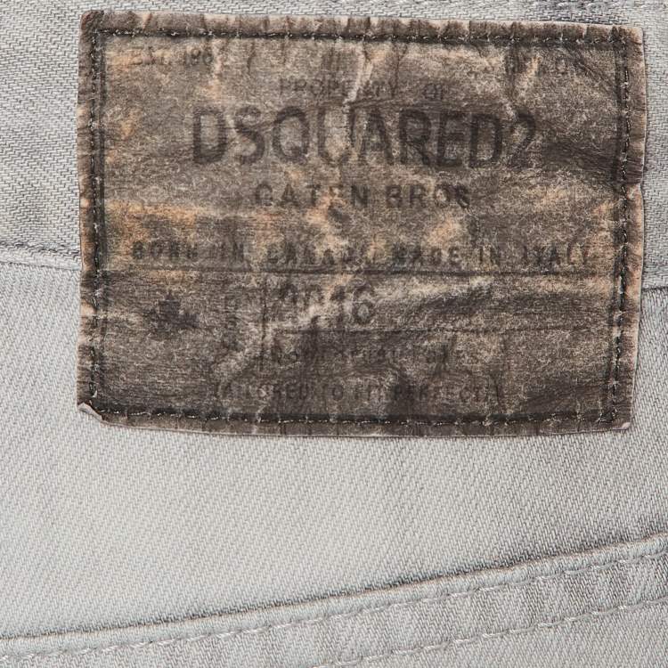 Pre Owned Dsquared2 Grey Distressed Denim Jeans S Waist 32"