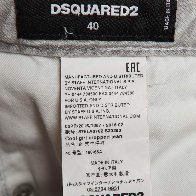Pre Owned Dsquared2 Grey Distressed Denim Jeans S Waist 32"