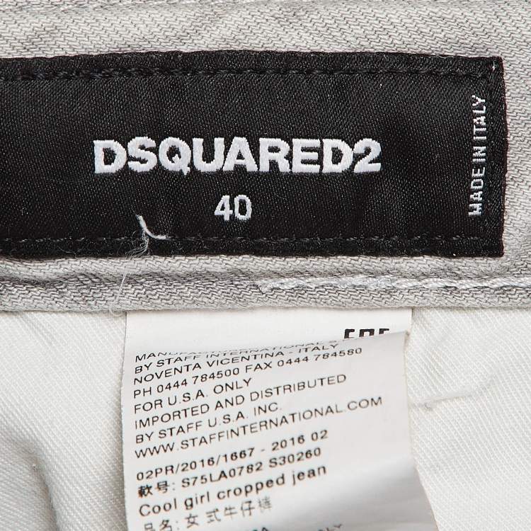 Pre Owned Dsquared2 Grey Distressed Denim Jeans S Waist 32"