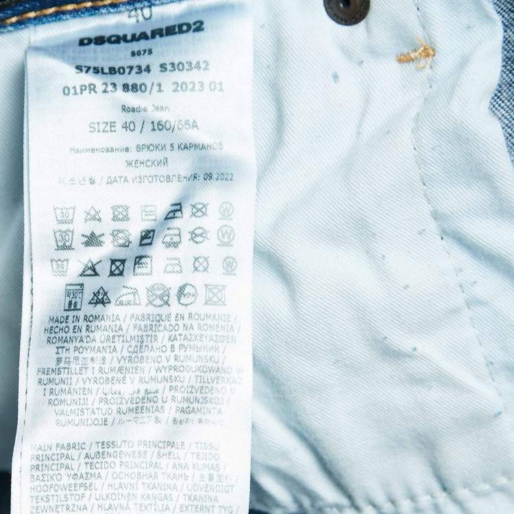 Pre Owned Dsquared2 Blue Washed Denim Rip Detail Jeans S Waist 31"