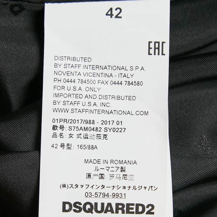 Pre Owned Dsquared2 Multicolor Leather Paneled Glam Rock Biker Jacket M