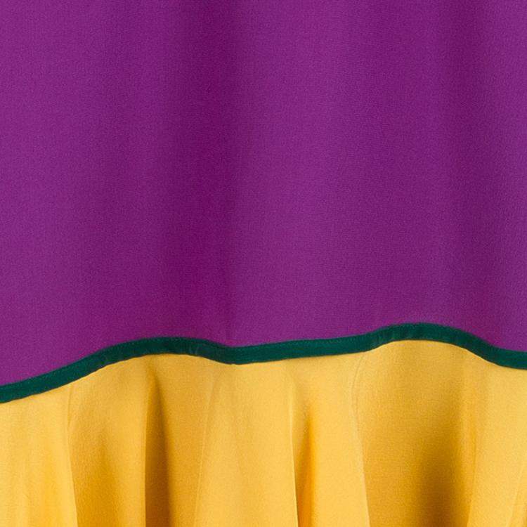 Pre Owned Dsquared2 Colorblock Ruffle Detail Sleeveless Silk Dress M