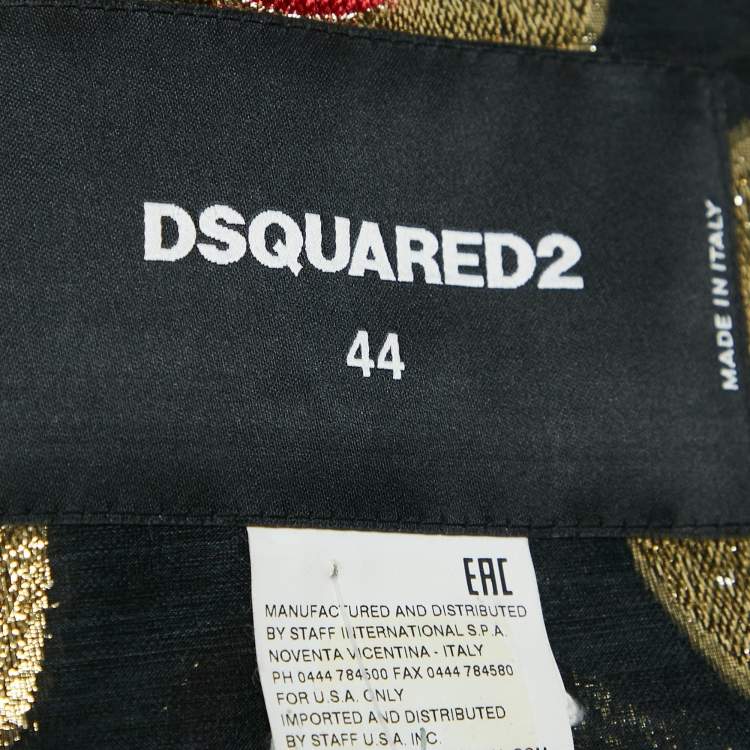 Pre Owned Dsquared2 Black Lurex Blend Jacquard Long Coat M