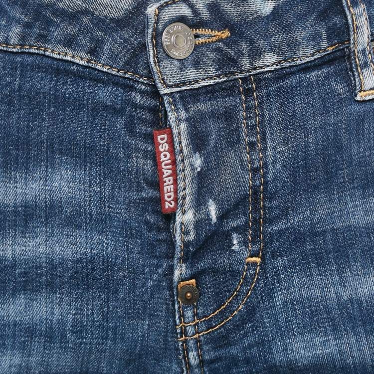 Pre Owned Dsquared2 Blue Distressed Denim Cool Girl Jeans S Waist 30"