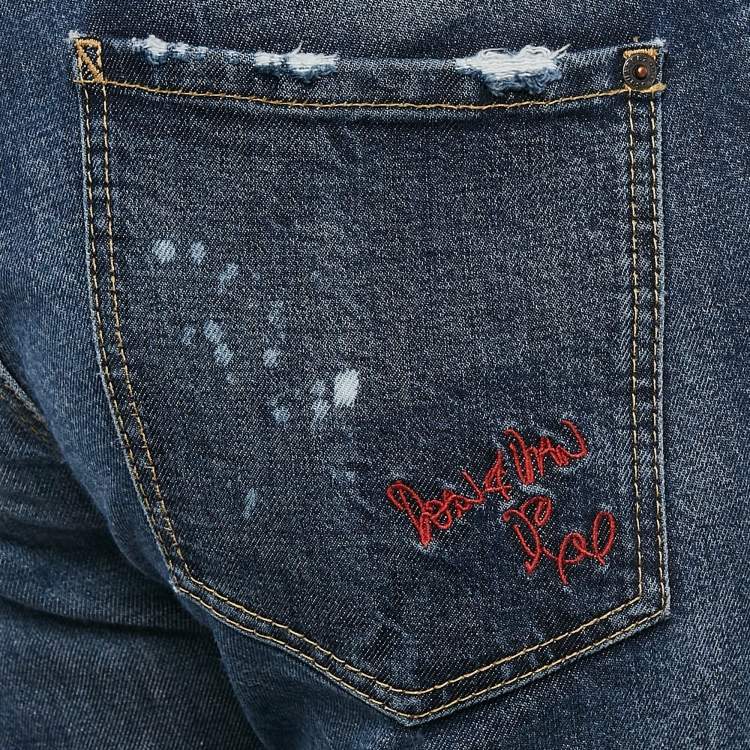Pre Owned Dsquared2 Blue Washed Denim Skinny Dan Jeans S Waist 31"