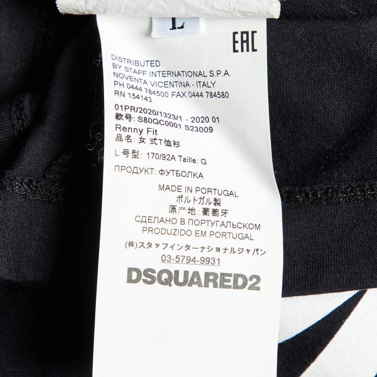 Pre Owned Dsquared2 Black Logo Printed ICON Cotton Regular Fit T-Shirt L