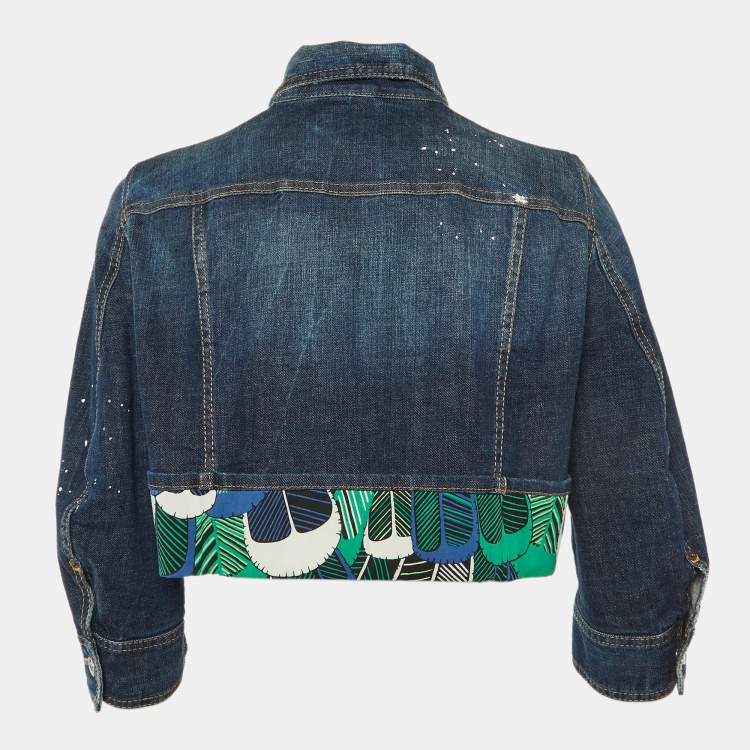 Pre Owned DSquared2 Blue Distressed Denim Cropped Jacket M