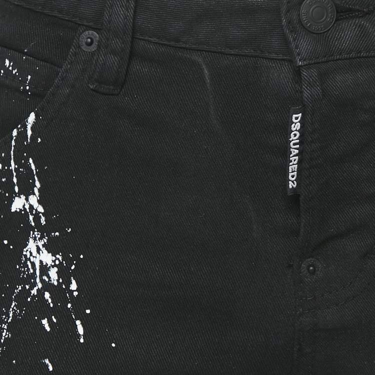 Pre Owned Dsquared2 Black Denim Splash Print Cool Girl Jeans XS Waist 28"