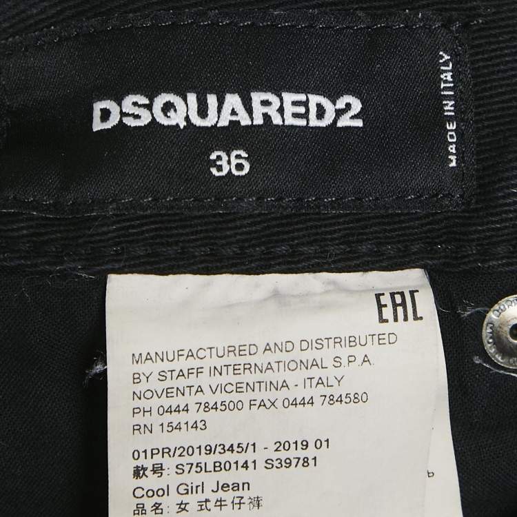 Pre Owned Dsquared2 Black Denim Splash Print Cool Girl Jeans XS Waist 28"