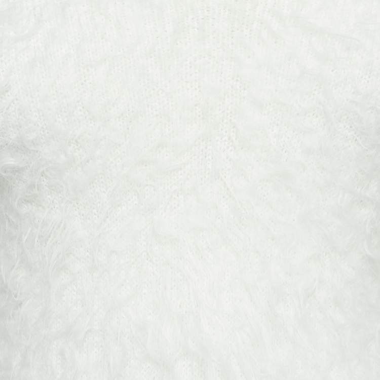 Pre Owned Dsquared2 White Textured Knit Crewneck Top M