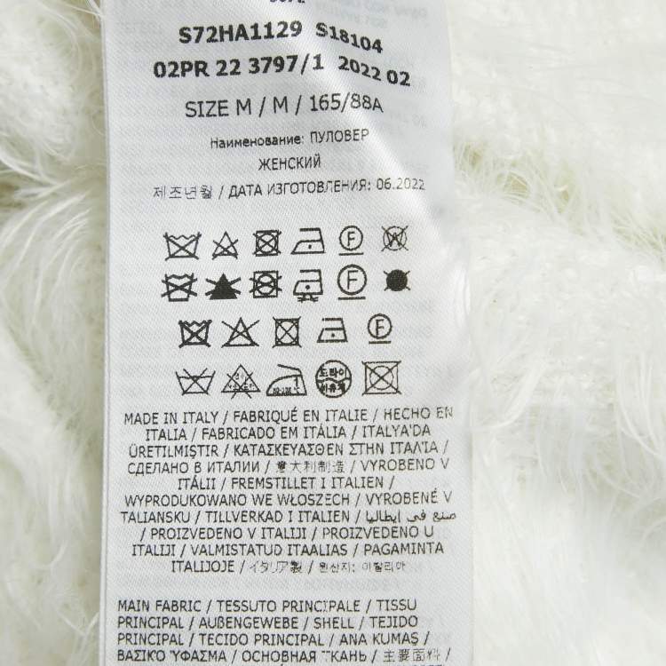 Pre Owned Dsquared2 White Textured Knit Crewneck Top M