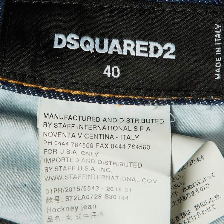 Pre Owned Dsquared2 Blue Denim Embellished Hockney Jeans S/Waist 32"