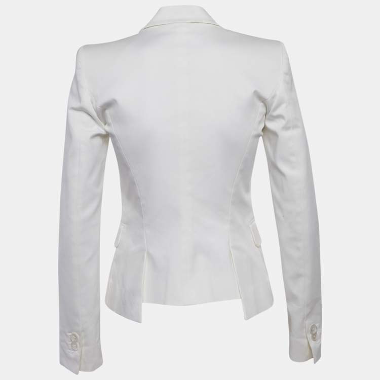 Pre Owned Dsquared2 White Gabardine Tailored Blazer S