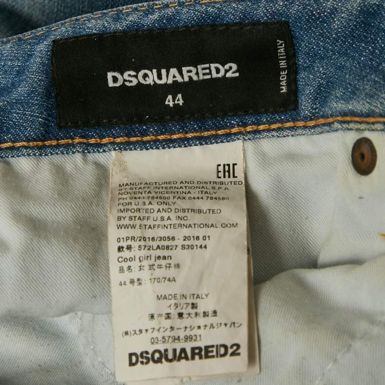 Pre Owned Dsquared2 Blue Painted Denim Cool Girl Jeans L Waist 34"