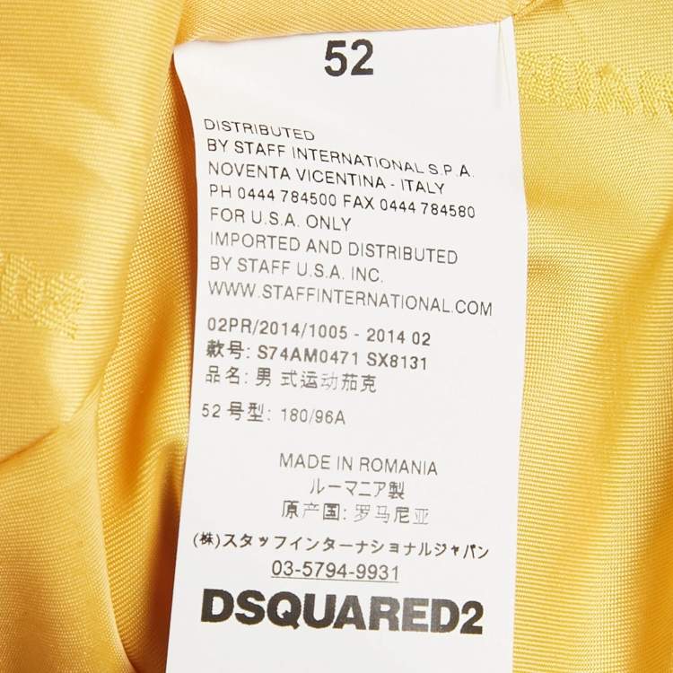 Pre Owned Dsquared2 Black/White Leather Biker Jacket XL