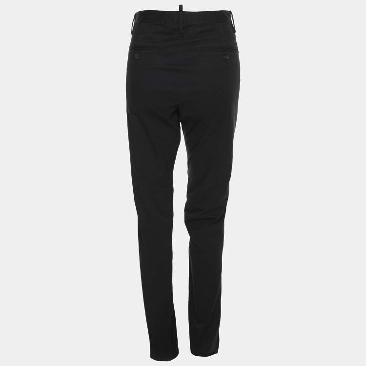 Pre Owned Dsquared2 Black Cotton Trousers L