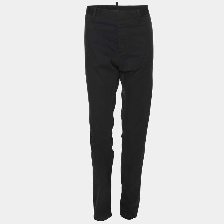 Pre Owned Dsquared2 Black Cotton Trousers L