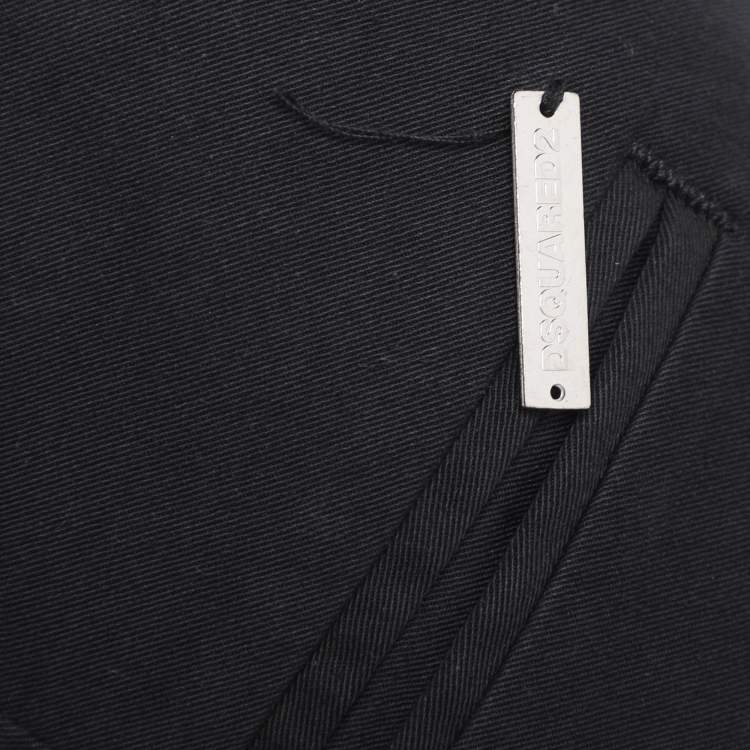 Pre Owned Dsquared2 Black Cotton Trousers L
