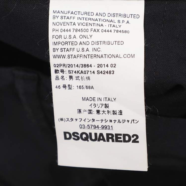 Pre Owned Dsquared2 Black Cotton Trousers L