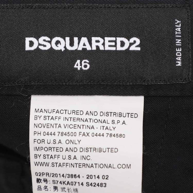 Pre Owned Dsquared2 Black Cotton Trousers L