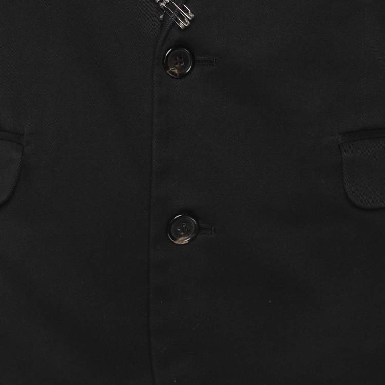 Pre Owned Dsquared2 Black Gabardine Fabric Safety Pin Collar Blazer L