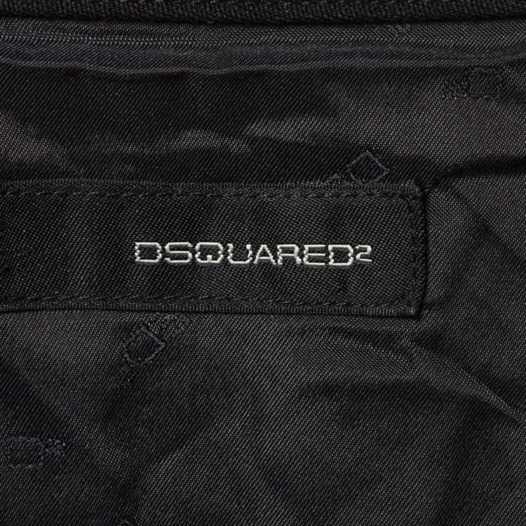 Pre Owned Dsquared2 Black Wool & Satin Midi Dress S