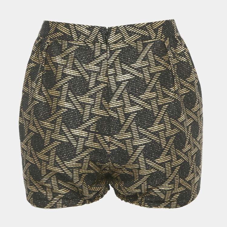 Pre Owned Dsquared2 Black/Brown Wicker Woven Jacquard Frayed Detail Shorts M