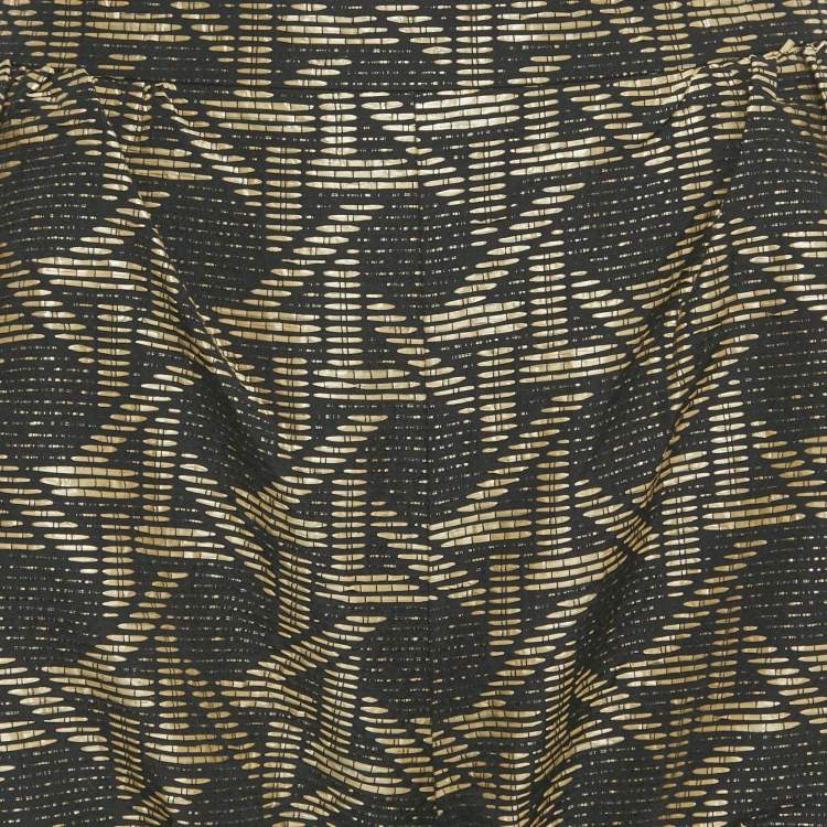 Pre Owned Dsquared2 Black/Brown Wicker Woven Jacquard Frayed Detail Shorts M