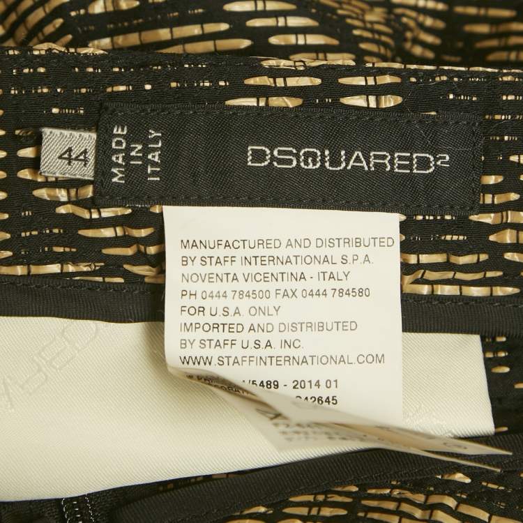 Pre Owned Dsquared2 Black/Brown Wicker Woven Jacquard Frayed Detail Shorts M