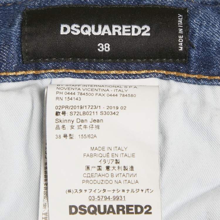 Pre Owned Dsquared2 Blue Washed Distressed Denim Skinny Dan Jeans S Waist 31" 