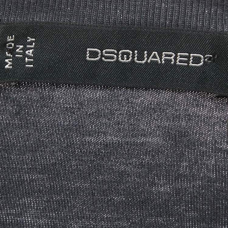 Pre Owned Dsquared2 Grey Textured Rose Print Jersey T-Shirt S