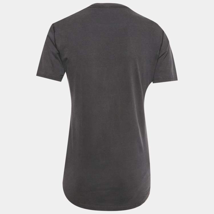 Pre Owned Dsquared2 Grey Textured Rose Print Jersey T-Shirt S