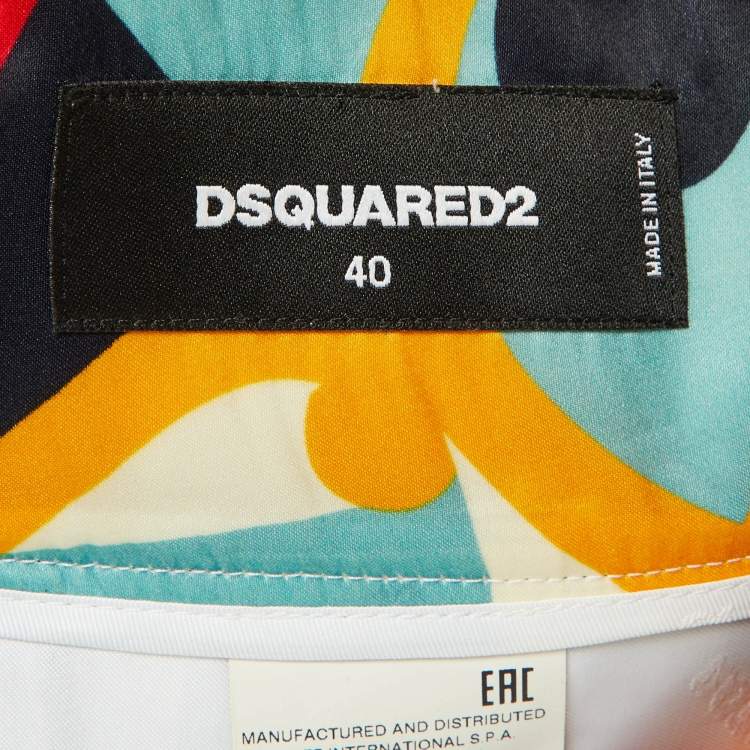 Pre Owned Dsquared2 Multicolor Printed Silk Pleated Midi Skirt S