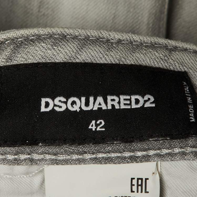 Pre Owned Dsquared2 Grey Denim Medium Waist Skinny Jeans M/Waist 33"