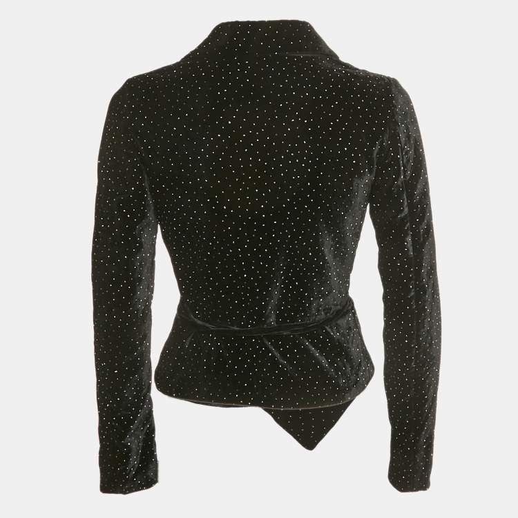 Pre Owned Dsquared2 Black Embellished Velvet Wrap Blazer S 