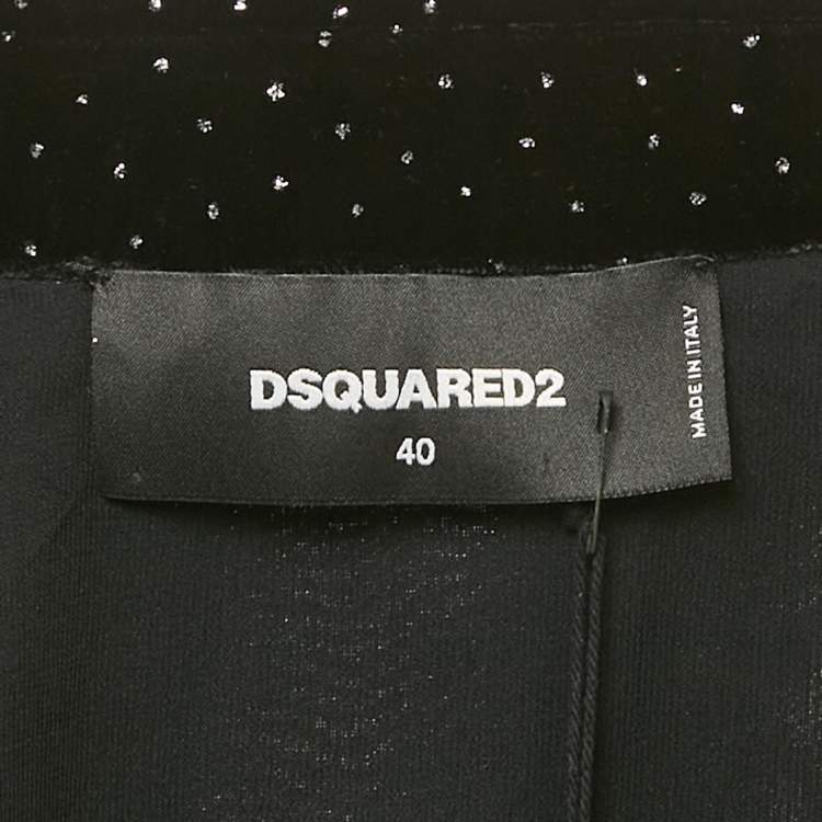 Pre Owned Dsquared2 Black Embellished Velvet Wrap Blazer S 
