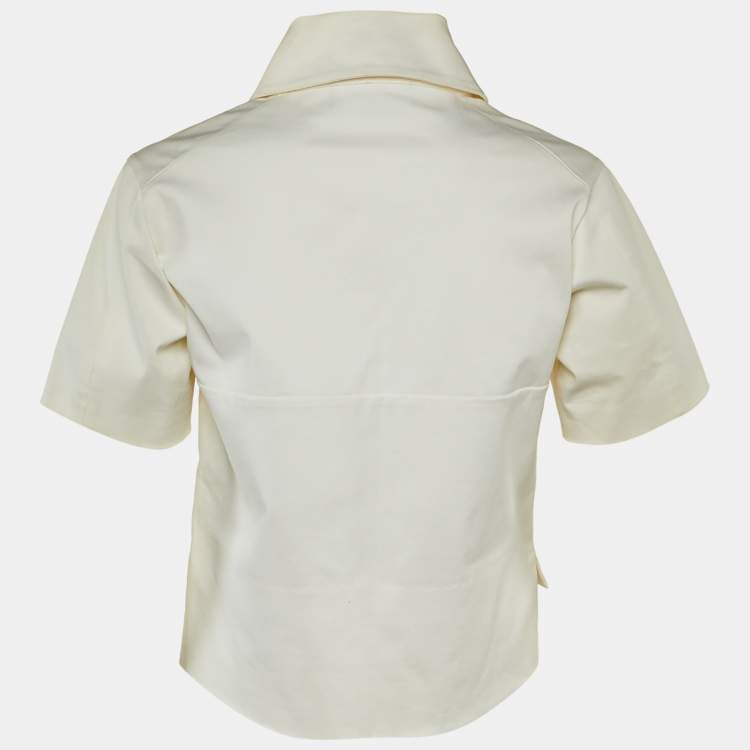 Pre Owned Dsquared2 White Cotton High Low Top M