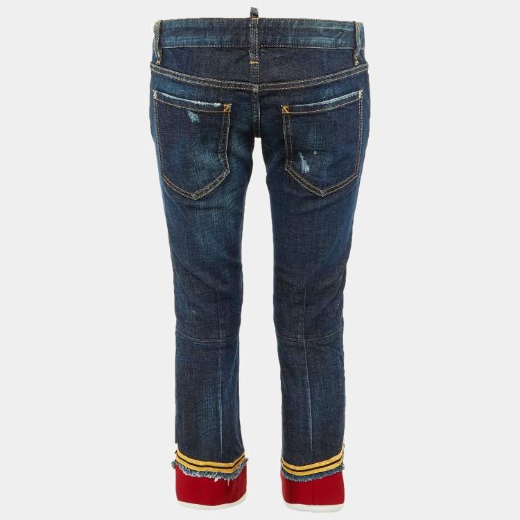 Pre Owned Dsquared2 Blue Denim Capri Jeans M/Waist 34"
