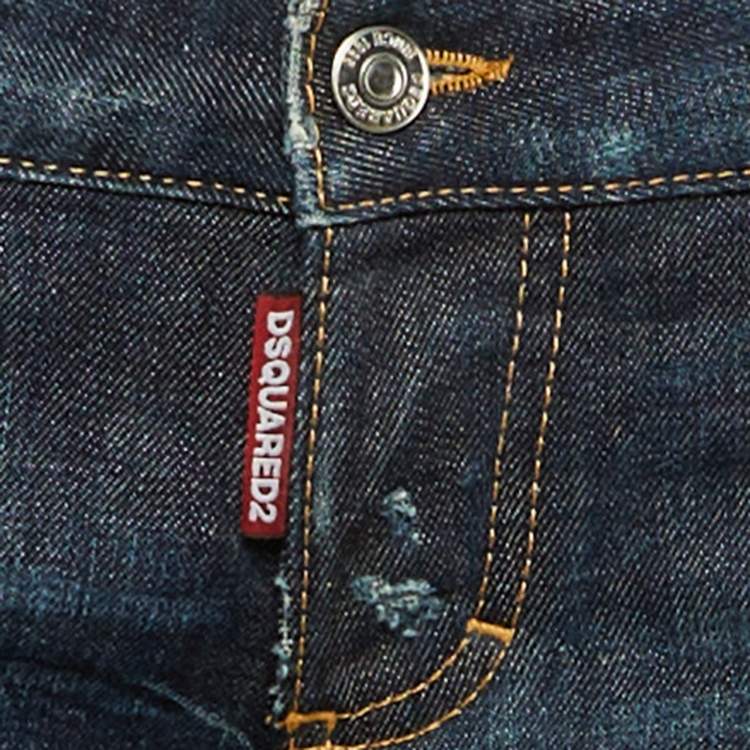 Pre Owned Dsquared2 Blue Denim Capri Jeans M/Waist 34"